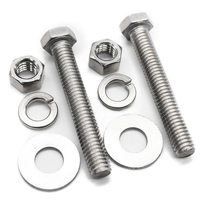 Fullerkreg (10 Sets) 5/16-18x3 Stainless Steel Hex Head Screws Bolts, 5/16 Nuts, Washers, 18-8 (304) S/S, Fully Threaded - Image 1